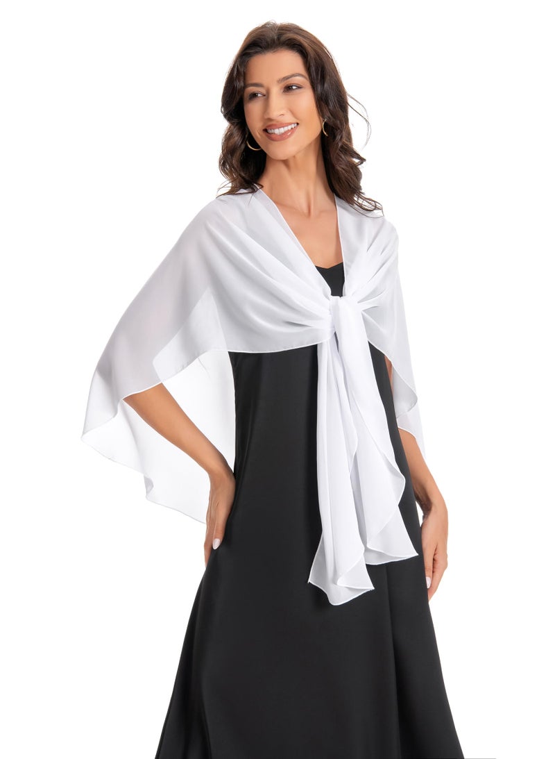Hotshawl Womens Chiffon Shawls and Wraps, Wedding Party Shawl Scarf for Evening Dresses (Ivory) - Image 2